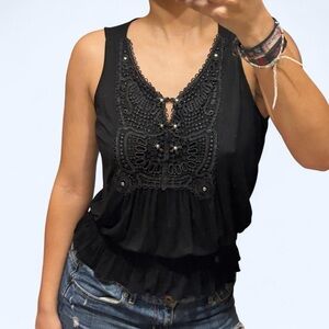 Y2K Black Lace Tank Top by One World!